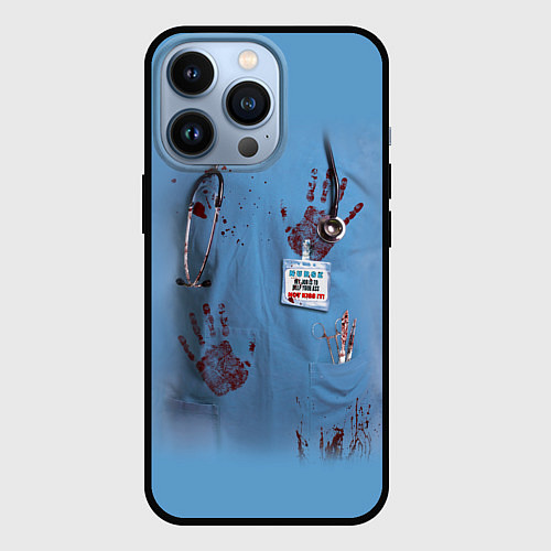 Чехол iPhone 13 Pro Костюм врача кровь / 3D-Черный – фото 1