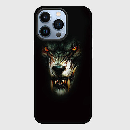 Чехол iPhone 13 Pro Оскал волка / 3D-Черный – фото 1