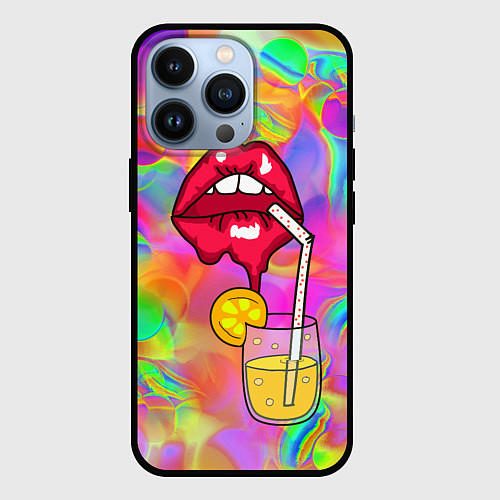 Чехол iPhone 13 Pro Cocktail lips / 3D-Черный – фото 1