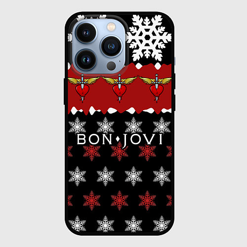 Чехол iPhone 13 Pro Праздничный Bon Jovi / 3D-Черный – фото 1