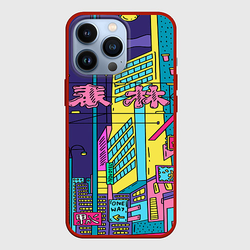 Чехол iPhone 13 Pro Токио сити / 3D-Красный – фото 1