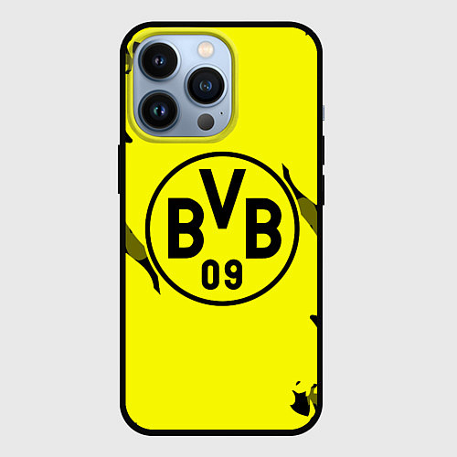 Чехол iPhone 13 Pro FC Borussia Dortmund: Yellow & Black / 3D-Черный – фото 1