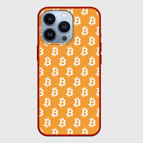 Чехол iPhone 13 Pro BTC Pattern / 3D-Красный – фото 1