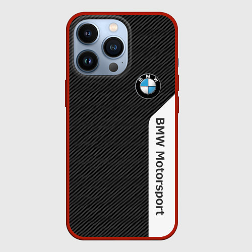 Чехол iPhone 13 Pro BMW CARBON БМВ КАРБОН / 3D-Красный – фото 1