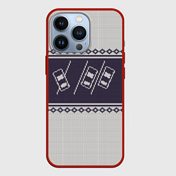 Чехол для iPhone 13 Pro Форсаж: Зимний узор, цвет: 3D-красный