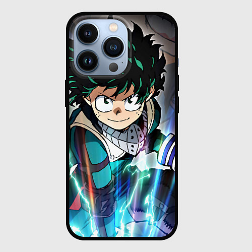 Чехол iPhone 13 Pro My Hero Academia синий свет / 3D-Черный – фото 1