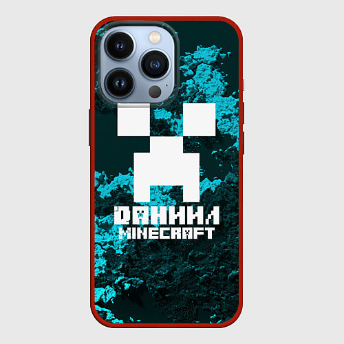 Чехол iPhone 13 Pro Даниил в стиле Minecraft / 3D-Красный – фото 1