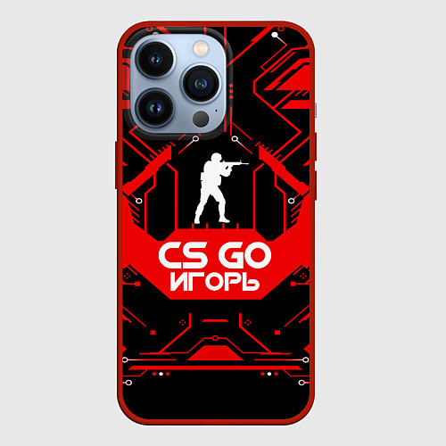 Чехол iPhone 13 Pro CS:GO - Игорь / 3D-Красный – фото 1