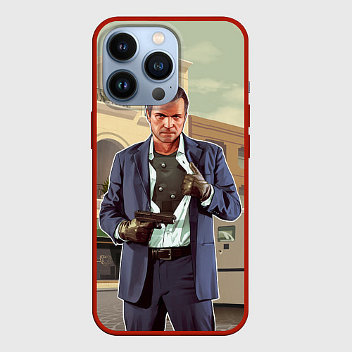 Чехол iPhone 13 Pro GTA V: Michael / 3D-Красный – фото 1