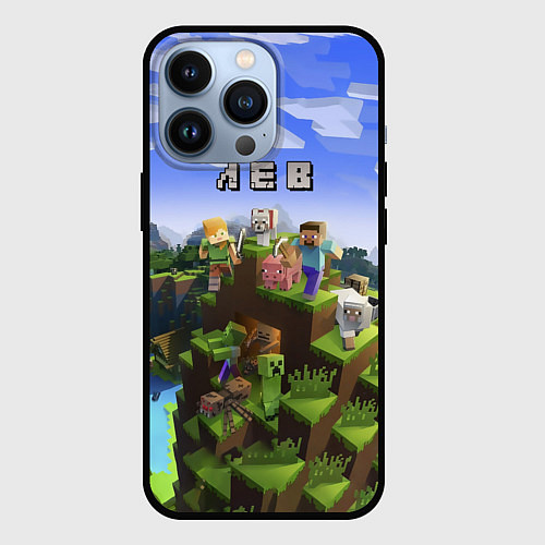 Чехол iPhone 13 Pro Майнкрафт: Лев / 3D-Черный – фото 1