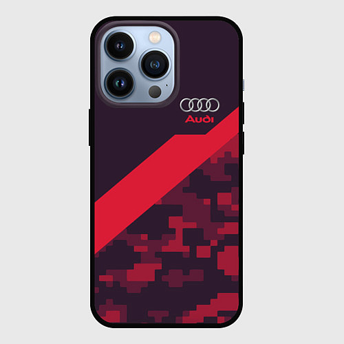 Чехол iPhone 13 Pro Audi: Red Pixel / 3D-Черный – фото 1