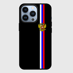 Чехол для iPhone 13 Pro Лента с гербом России, цвет: 3D-черный