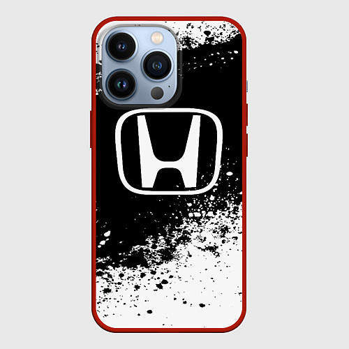 Чехол iPhone 13 Pro Honda: Black Spray / 3D-Красный – фото 1