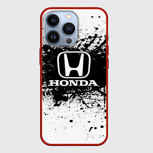 Чехол iPhone 13 Pro Honda: Black Spray / 3D-Красный – фото 1