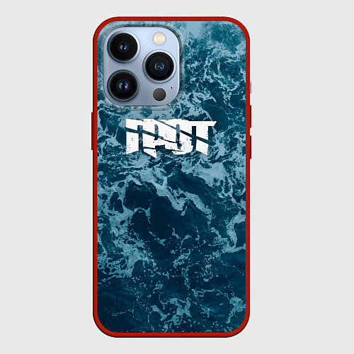 Чехол iPhone 13 Pro Грот: Синий мрамор / 3D-Красный – фото 1