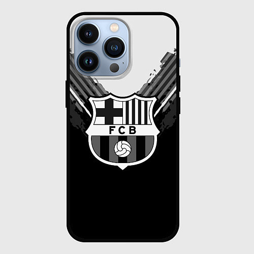 Чехол iPhone 13 Pro FC Barcelona: Black Style / 3D-Черный – фото 1