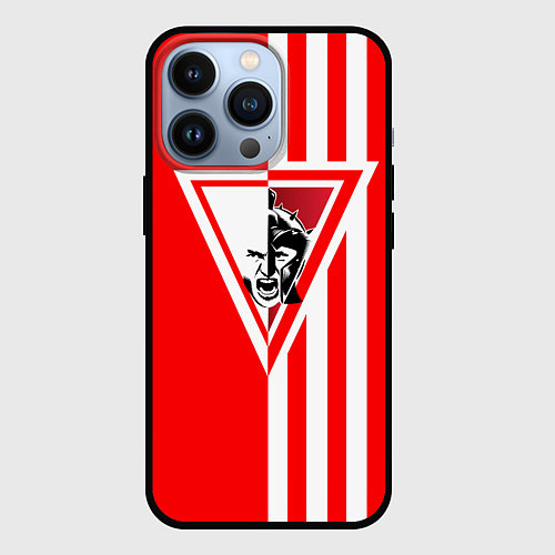 Чехол iPhone 13 Pro Красно-белый воин / 3D-Черный – фото 1