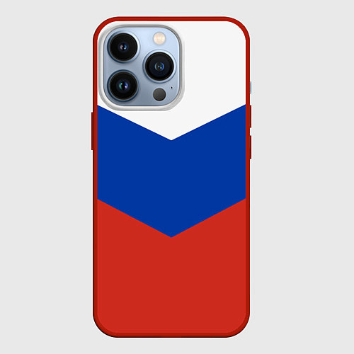 Чехол iPhone 13 Pro Российский триколор / 3D-Красный – фото 1