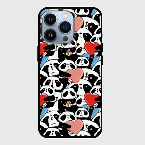 Чехол iPhone 13 Pro Funny Pandas / 3D-Черный – фото 1