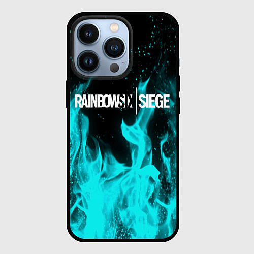 Чехол iPhone 13 Pro R6S: Turquoise Flame / 3D-Черный – фото 1