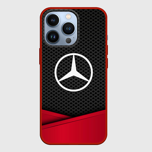 Чехол iPhone 13 Pro Mercedes Benz: Grey Carbon / 3D-Красный – фото 1