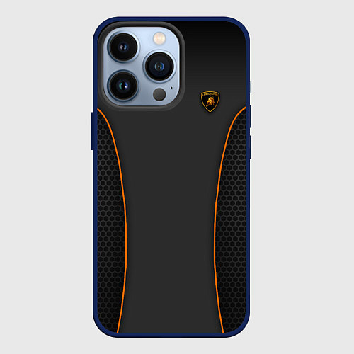 Чехол iPhone 13 Pro Lamborghini Style / 3D-Тёмно-синий – фото 1