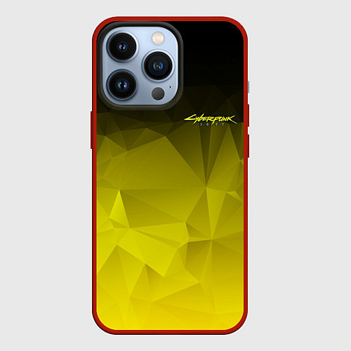 Чехол iPhone 13 Pro Cyberpunk 2077: Yellow Poly / 3D-Красный – фото 1