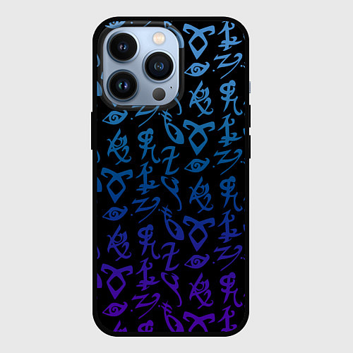 Чехол iPhone 13 Pro Blue Runes / 3D-Черный – фото 1