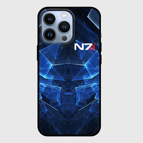 Чехол iPhone 13 Pro Mass Effect: Blue Armor N7 / 3D-Черный – фото 1