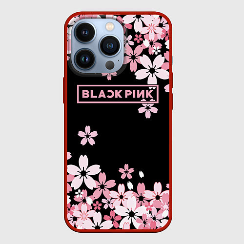 Чехол iPhone 13 Pro Black Pink: Pink Sakura / 3D-Красный – фото 1