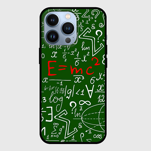 Чехол iPhone 13 Pro E=mc2: Green Style / 3D-Черный – фото 1