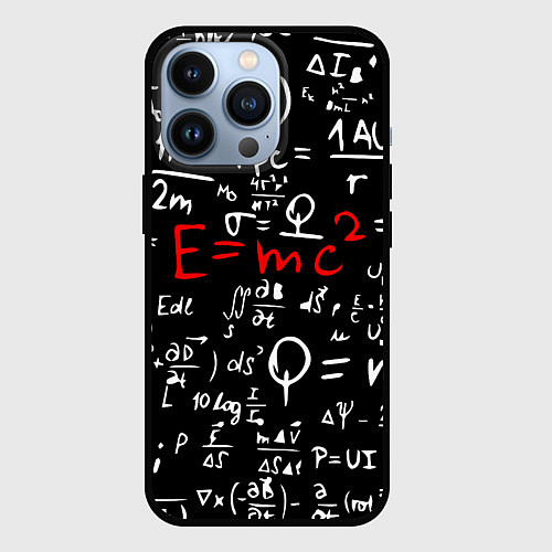 Чехол iPhone 13 Pro E=mc2: Black Style / 3D-Черный – фото 1