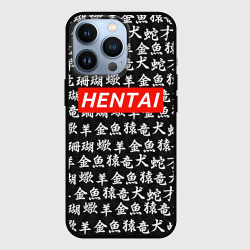 Чехол iPhone 13 Pro Hentai Hieroglyphs / 3D-Черный – фото 1