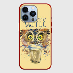 Чехол для iPhone 13 Pro Owls like coffee, цвет: 3D-красный