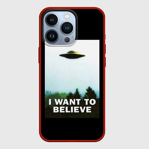 Чехол iPhone 13 Pro I Want To Believe / 3D-Красный – фото 1