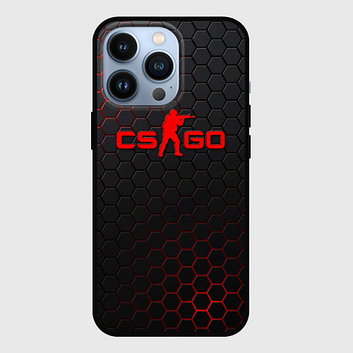 Чехол iPhone 13 Pro CS:GO Grey Carbon / 3D-Черный – фото 1