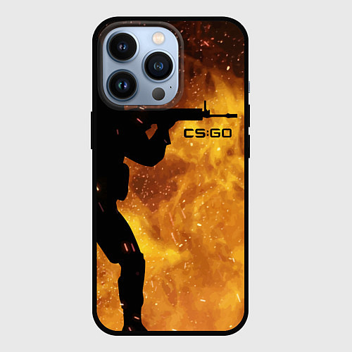 Чехол iPhone 13 Pro CS:GO Dark Fire / 3D-Черный – фото 1