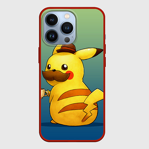 Чехол iPhone 13 Pro Детектив Пикачу / 3D-Красный – фото 1