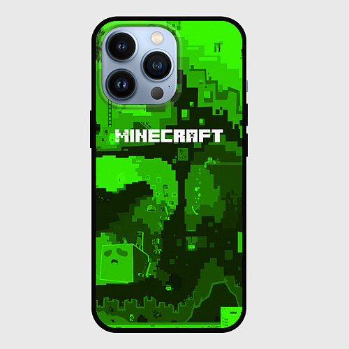 Чехол iPhone 13 Pro Minecraft: Green World / 3D-Черный – фото 1