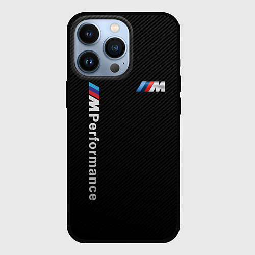 Чехол iPhone 13 Pro BMW M PERFORMANCE CARBON КАРБОН / 3D-Черный – фото 1