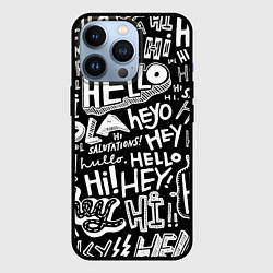 Чехол для iPhone 13 Pro Hello Pattern, цвет: 3D-черный