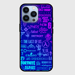 Чехол iPhone 13 Pro Неоновые геймерские лого