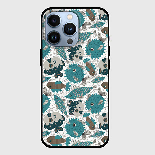 Чехол iPhone 13 Pro Экзотическая рыба морей / 3D-Черный – фото 1