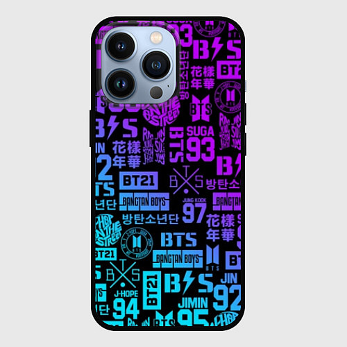 Чехол iPhone 13 Pro BTS Logos / 3D-Черный – фото 1