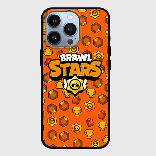 Чехол iPhone 13 Pro Brawl Stars: Orange Team / 3D-Черный – фото 1