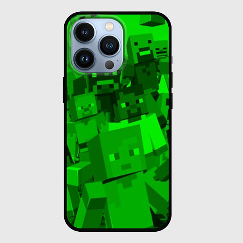 Чехол iPhone 13 Pro Minecraft game characters / 3D-Черный – фото 1