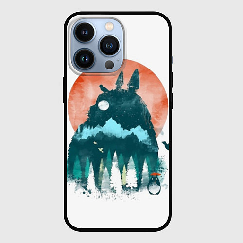 Чехол iPhone 13 Pro Лесной Тоторо / 3D-Черный – фото 1