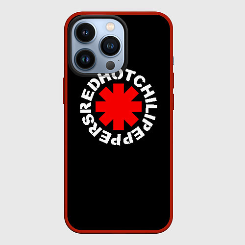 Чехол iPhone 13 Pro Red Hot chili peppers logo on black / 3D-Красный – фото 1
