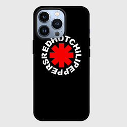 Чехол iPhone 13 Pro Red Hot chili peppers logo on black