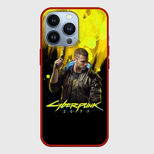 Чехол iPhone 13 Pro Cyberpunk 2077 / 3D-Красный – фото 1